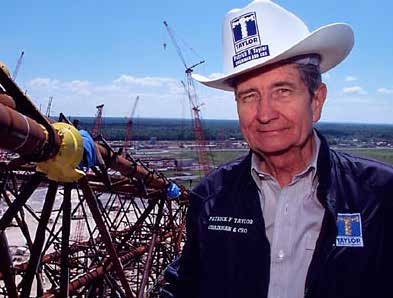 Mr. Taylor on crane above SIMBA at Gulf Island Fabrication Yard in Houma